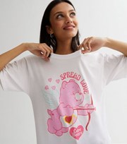 New Look White Care Bears Spread Love Logo Oversized T-Shirt